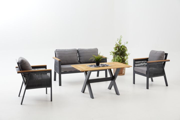 Capella Dubbele Tuinloungeset, Antraciet