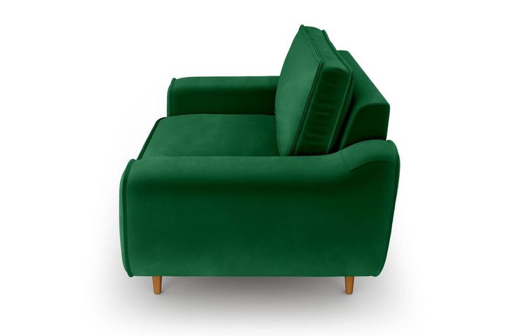 Klem Loveseat In Fluwelen met Houten Poten In Groen Eikhout