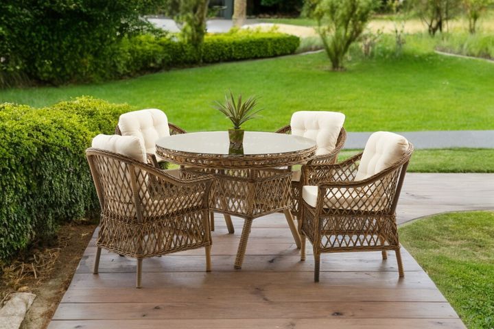 Nova Rattan Tuinset, 4 Zits, Bruin