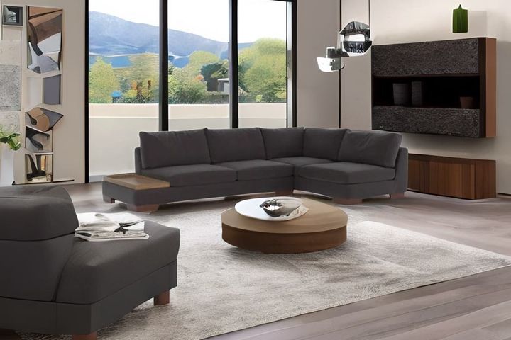 Tulip Corner Sofa Right Chaise, Charcoal Grey