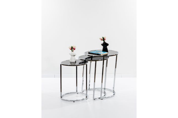 Circles Glazen Zettafels, Zwart en Chroom