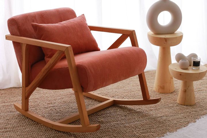 Joan Nini Fluwelen Schommelstoel, Rood