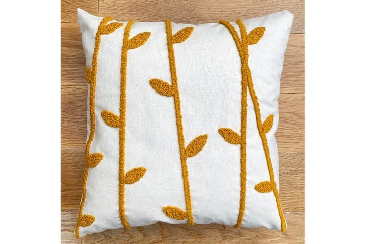 Natura Cushion Cover, 43 x 43 cm, White & Mustard