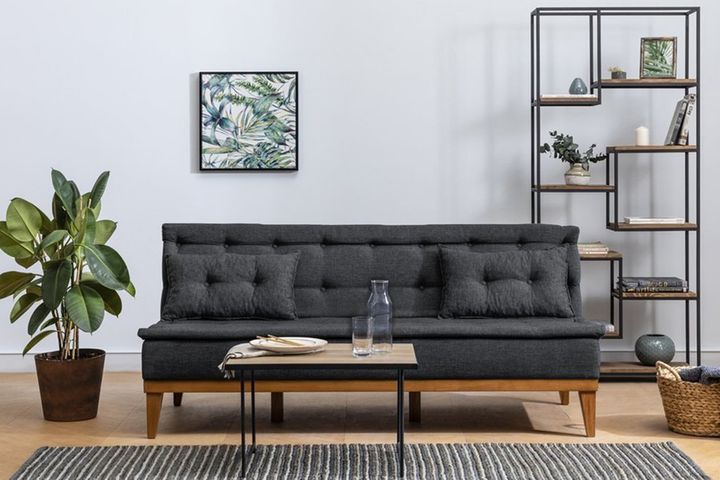 Fuoco Two Seater Sofa Bed, Fabric in Anthracite Grey