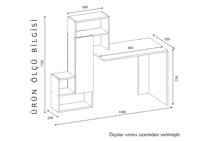 Obwalden Study Desk, White & Grey