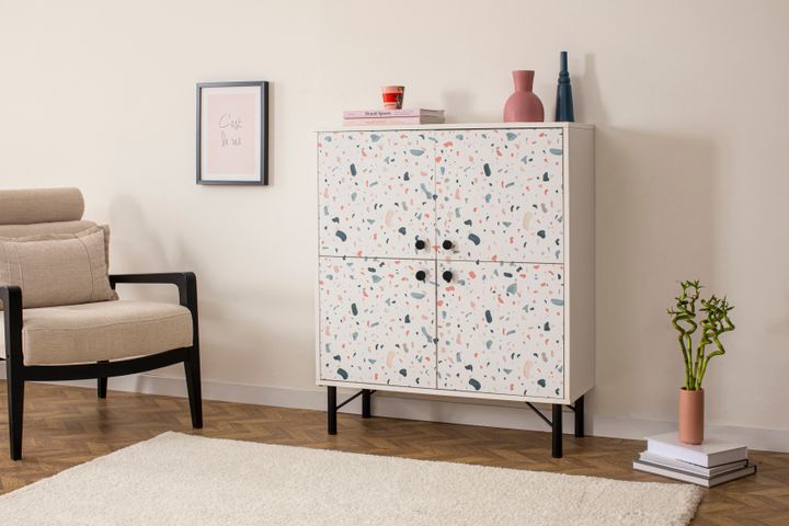 Multicabinet Terazzo Multifunctionele Kast, Met Metalen Poot