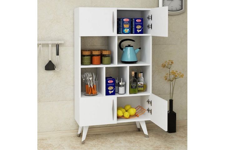 Castor Kitchen Cabinet, White