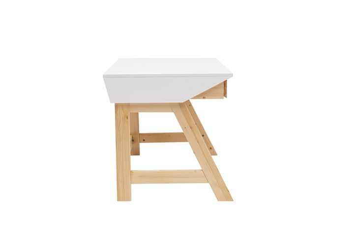Tres Desk, White & Light Wood
