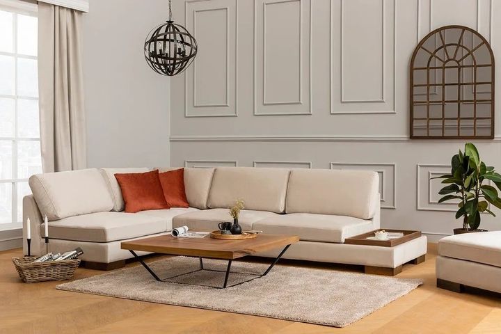 Tulip Hoekbank Rechts, Ecru (Zonder pouf)