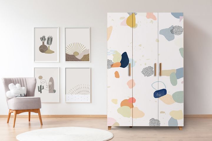 Leva Pied Kledingkast met 3 Deuren, Pijnboom en Wit