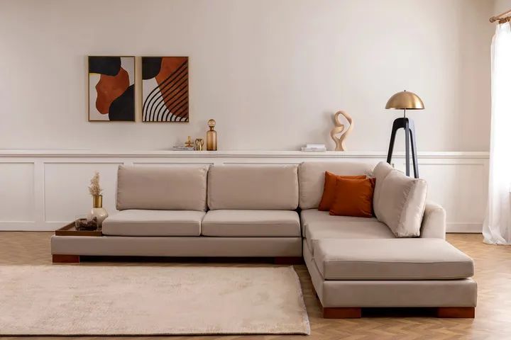 Tulip Hoekbank Rechts, Ecru (Zonder pouf)