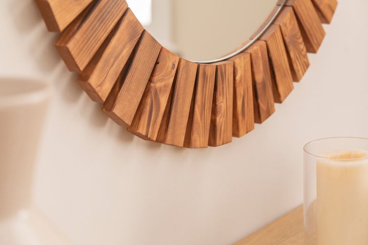 Wood Ronde Houten Wandspiegel, 50 cm