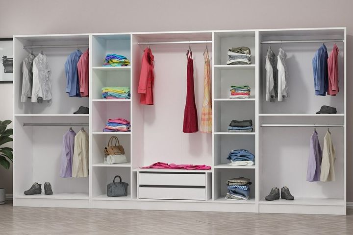 Medway Kledingkast met 8 Deuren en 2 Lades, Wit