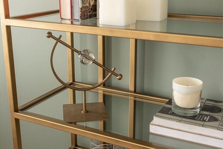 Lola Curve Bookcase, 120cm, Brass