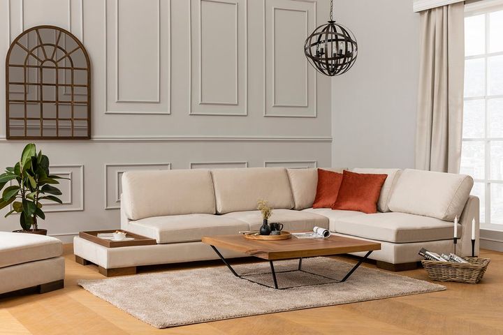 Tulip Hoekbank Rechts, Ecru (Zonder pouf)