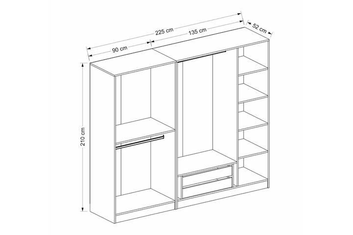 Panna Kledingkast met 5 Deuren, Antraciet