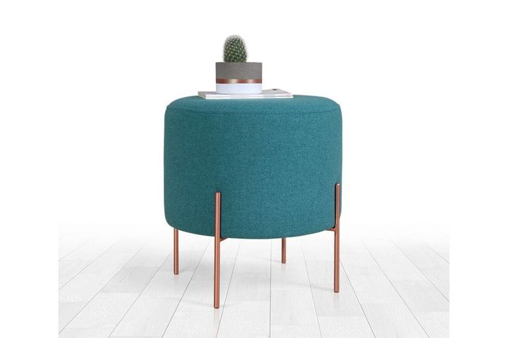 Copper Ronde Poef, Groenblauw