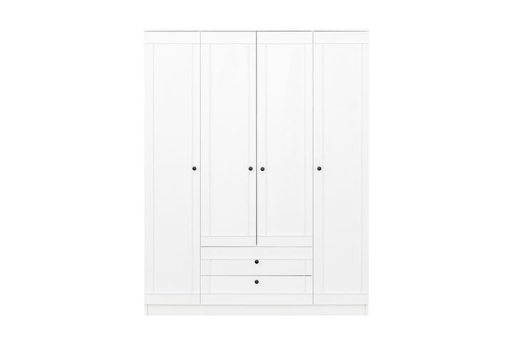 Lia 4 Door Wardrobe with 2 Drawers, White
