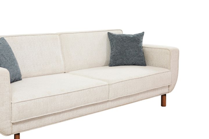 Larus 3-Zitsbank, Creme, Walnoot Poten