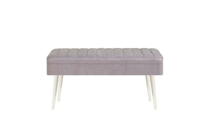 Vina Opbergbank Gestoffeerd, Wit & Lichtgrijs