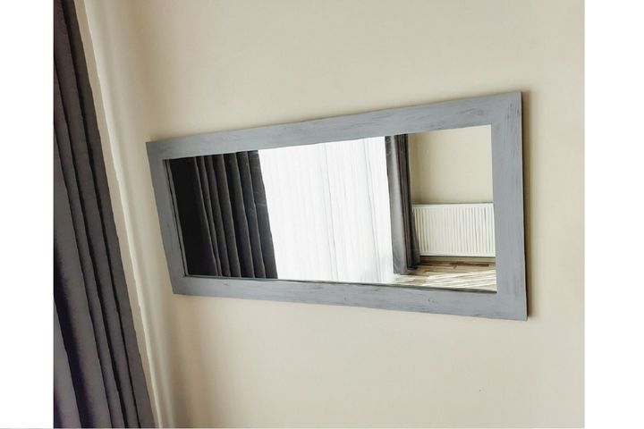 Wood Rechthoekige Staande Spiegel, 120x50 cm, Grijs