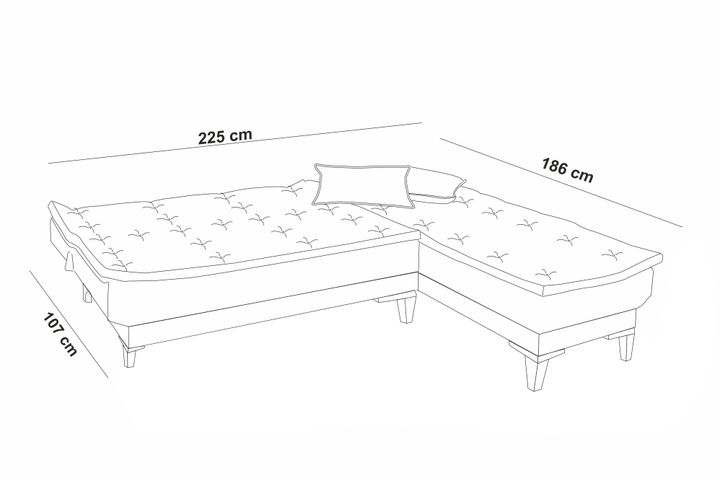 Kelly Hoekbank Links In Linnen Stof, Donkergrijze