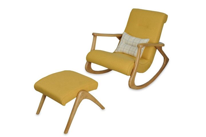 Asien Schommelstoel, Asgrauw, Geel en Natuurlijke Kleur