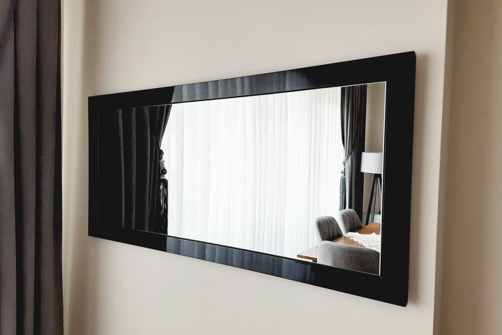 Wood Rechthoekige Staande Spiegel, 150x60 cm, Zwart