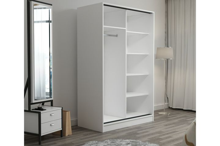 Medway Tideway Kledingkast met Schuifdeuren, 210 cm, Zwart en Wit