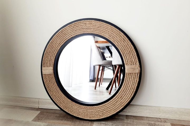 Wood Ronde Wandspiegel 87 cm, Zwart