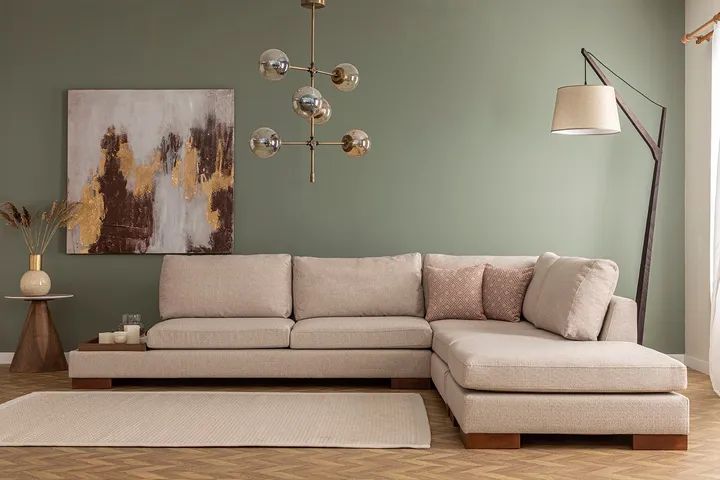Tulip Hoekbank Rechts, Creme (Zonder pouf)