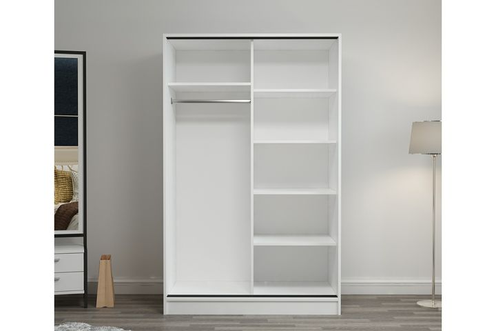 Medway Tideway Kledingkast met Schuifdeuren, 210 cm, Walnoot en Wit