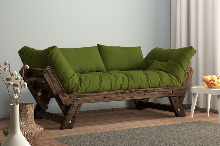 Woodesk Aller 2-Sitzer Sofa aus Massiv, Grün & Braun