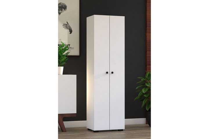 Enz Multifunctionele Kast met 2 Deuren en 8 Rekken, Wit