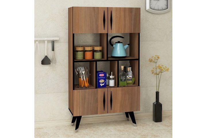 Castor Kitchen Cabinet, Walnut