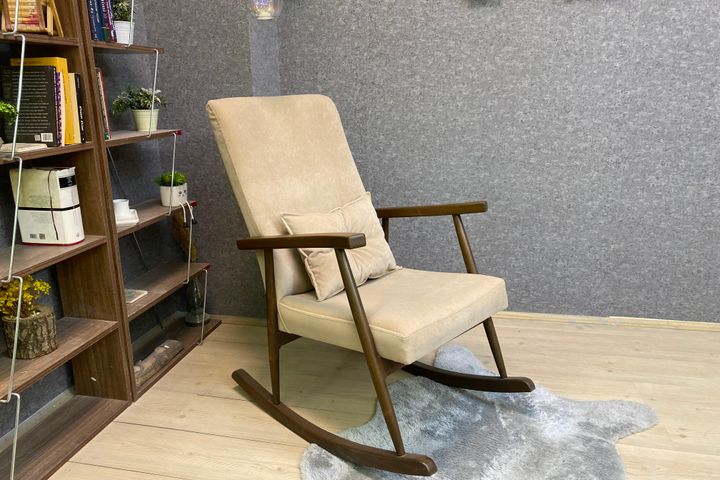 Asedia Trend Schommelstoel, Beige & Walnoot