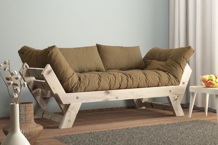 Woodesk Aller 2-Sitzer Sofa aus Massiv, Hellbraun & Weiß