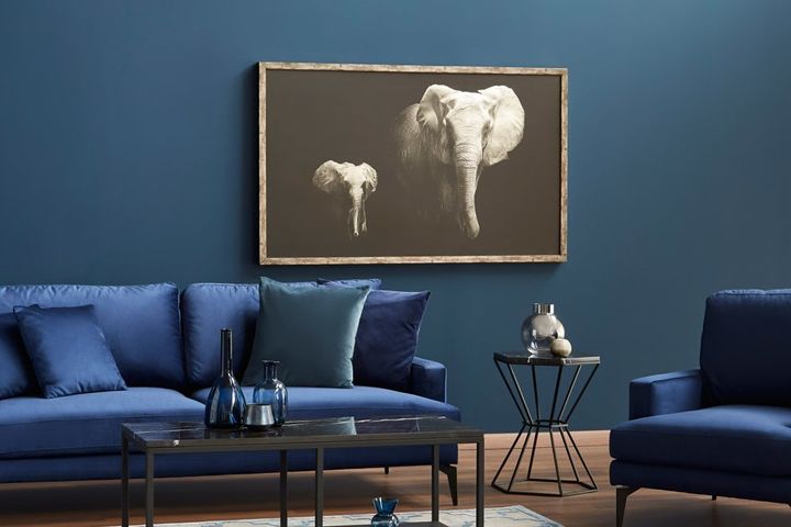 Elefanten-Familie Bild mit Rahmen, 60x90 cm