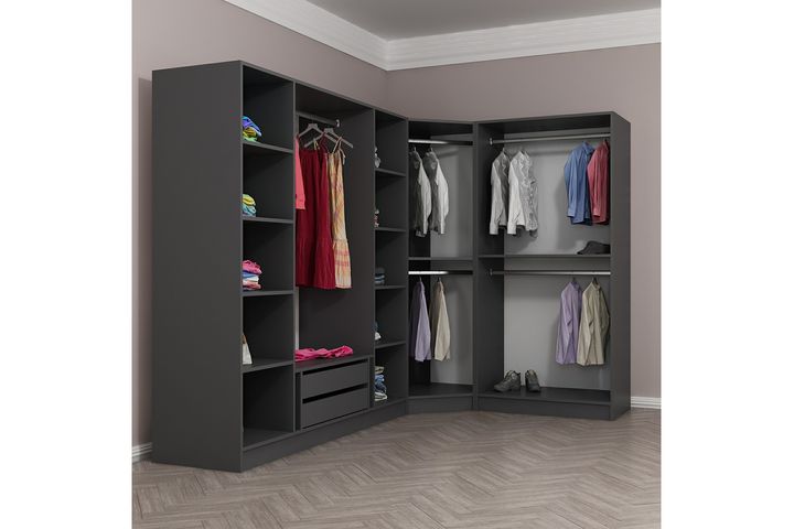 Medway Tideway Kledingkast met 7 Deuren, Antraciet en Zwart