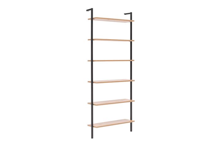 6 Tier Ladder Bookcase, 200 cm, Walnut & Black