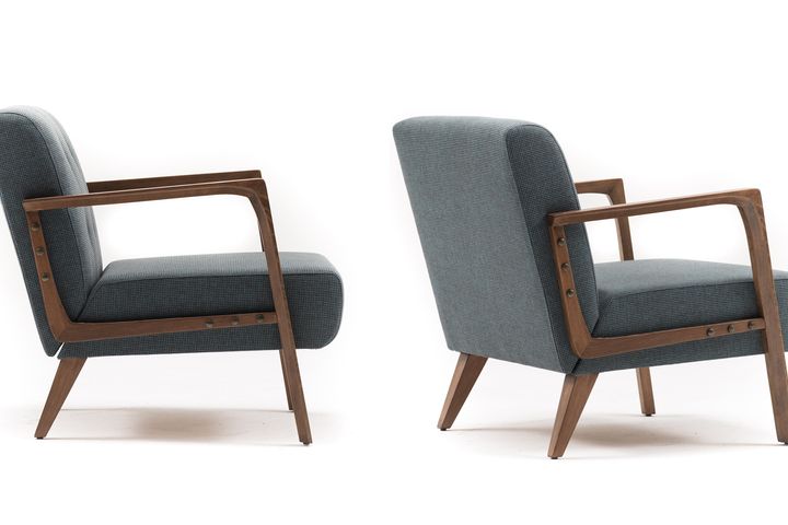 Cinque Terre Fauteuil, met print, Blauw