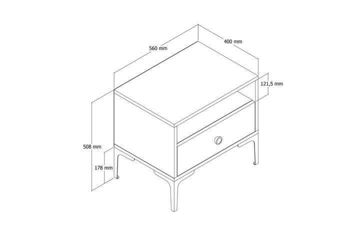 Lissabon Bedside Table, Walnut & Cream