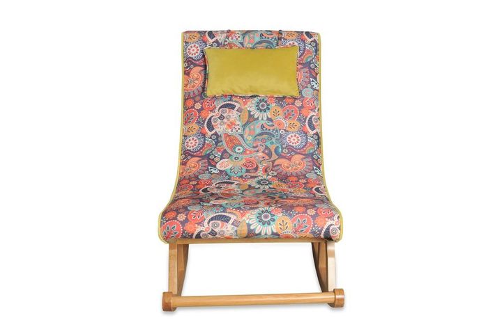 Asedia Maeve Retro Schommelstoel, Veelkleurig & Natuurlijke Kleur