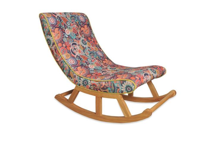 Asedia Maeve Retro Schommelstoel, Veelkleurig & Natuurlijke Kleur