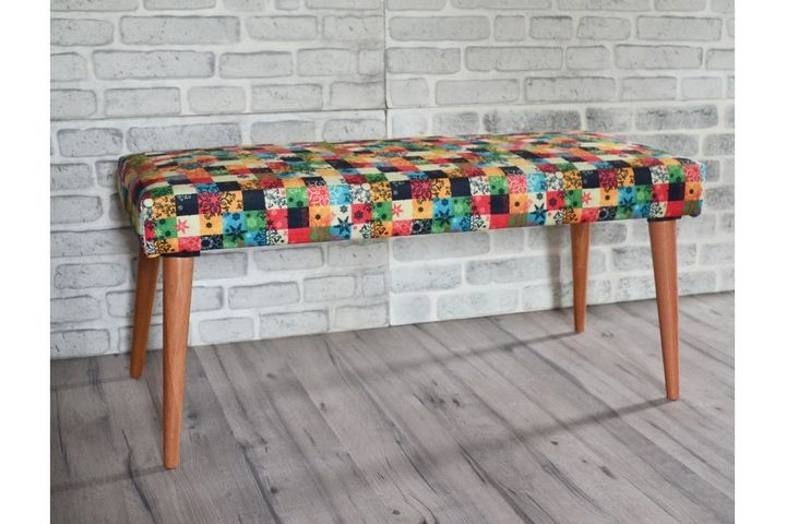 Retro Bank met Groen Vierkant Patroon