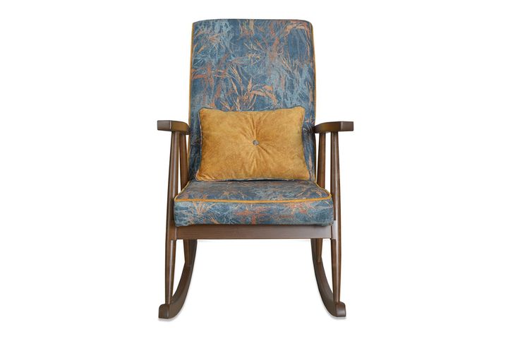 Asedia Trend Ocean Schommelstoel, Blauw & Walnoot