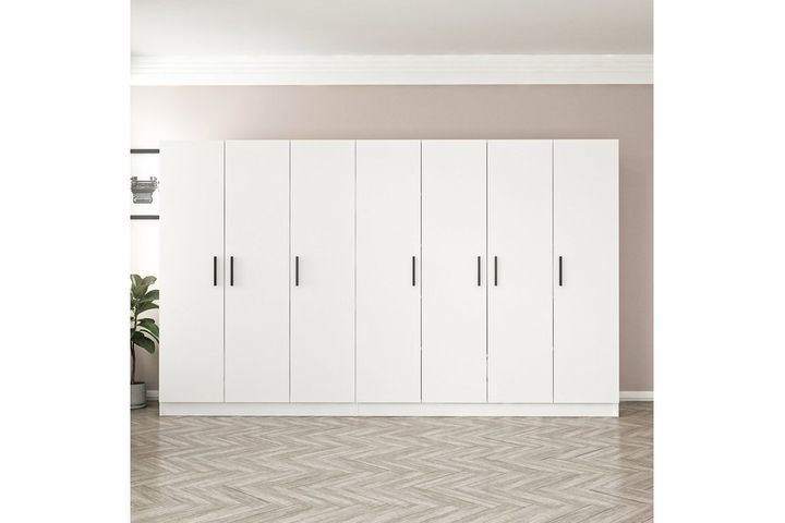 Medway Kledingkast met 7 Deuren en 4 Lades, Wit