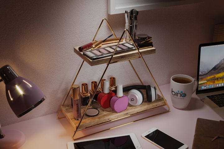 Bino Triangle Bathroom Cosmetic Organizer, Gold