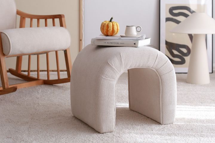 Junia Nu Poef Gestreept, Wit