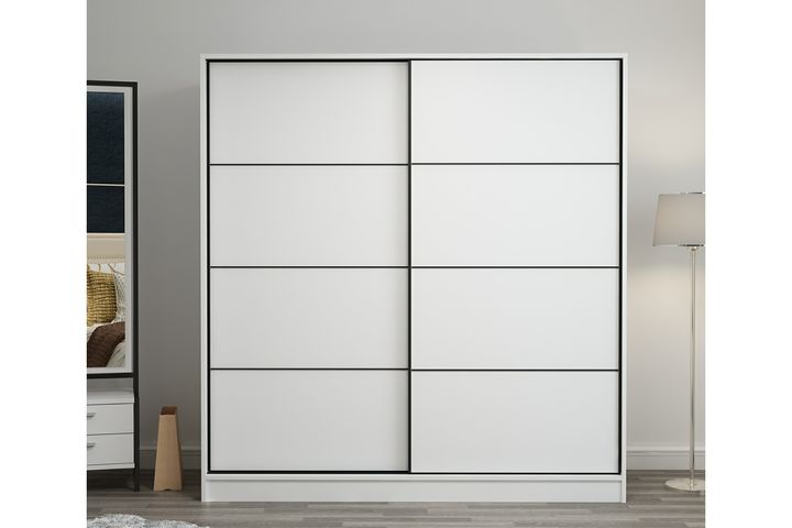 Medway Tideway Kleiderschrank mit 2 Türen und Schiebetüren, 210 cm, Weiß